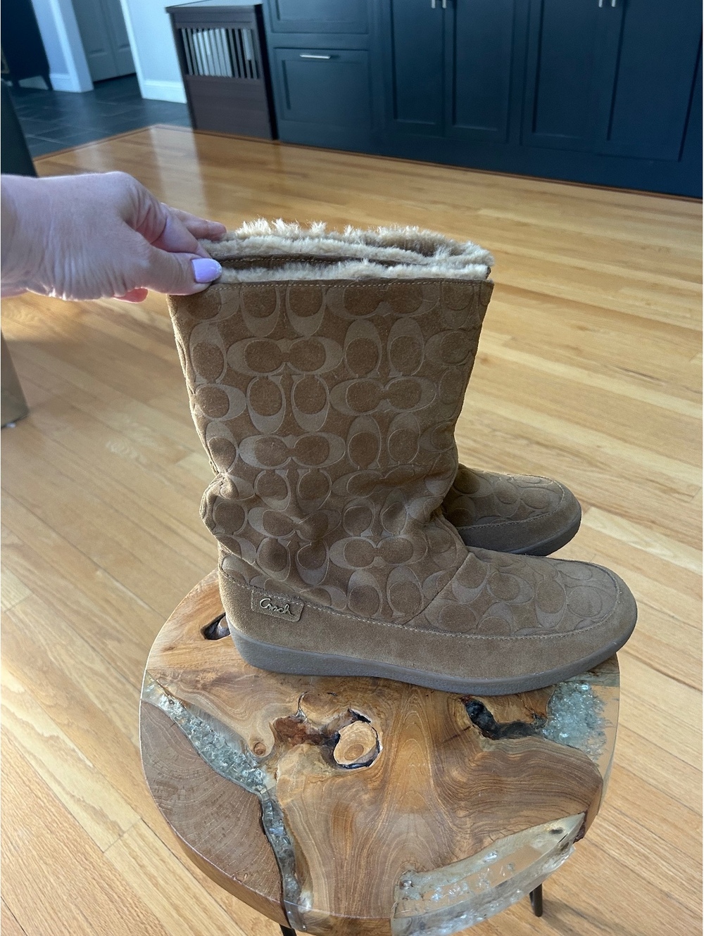 Coach Women's Mid-Calf Suede Shearling Boots VINTAGE SIZE 11.5